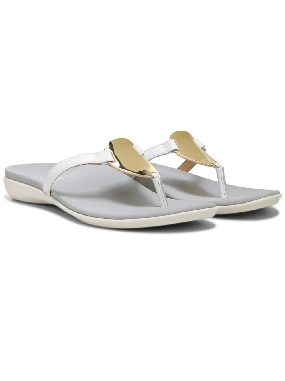 VIONIC Raysa White Toe Post Supportive Flip Flop Sandals Size 10